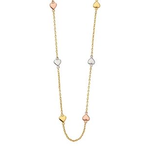 14 KT Gold Three Tone Heart Chain
